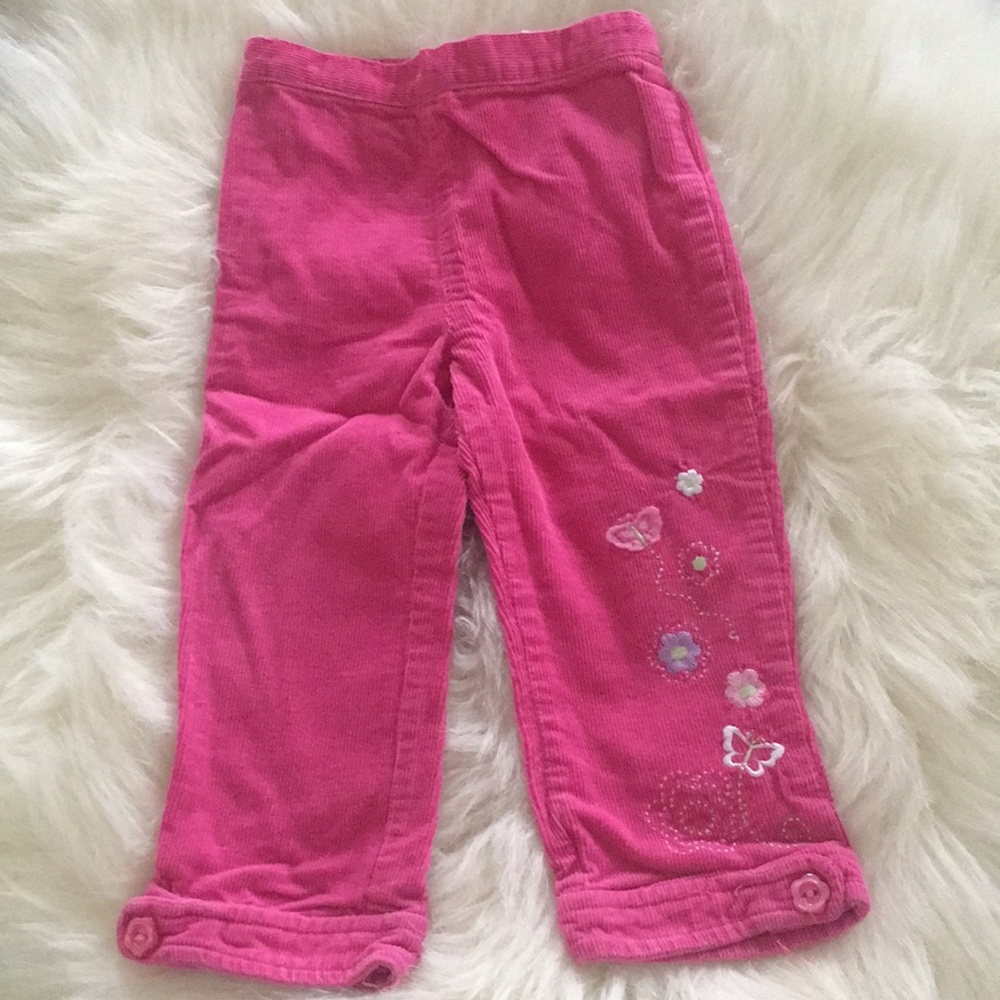 Pink corduroy pants 18M w/ flower&butterfly detail